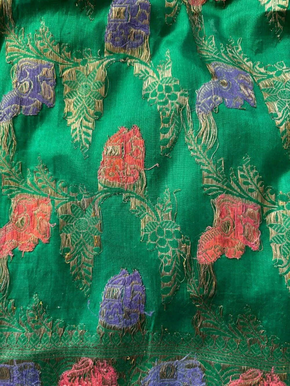 banarasi saree vintage green silk 70